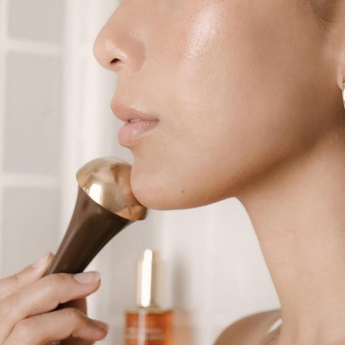 RANAVAT Radiant & Re-Energizing Skincare Duo - Brightening Saffron Serum & Kansa Wand Facial Massage Tool to Tone, Lift, & Improve Appearance of Dark Spots (2 Pieces)