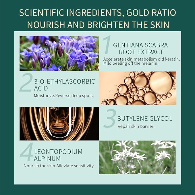 Switzerland KORNTEEN Brightening Essence Serum 40ml/1.41fl.oz, for Dark Spot, Brighten Skin, Reduce Melanin, Nourish, Moisturizes, with Gentiana Scabra Root Extract, 3-O-Ethylascorbic Acid