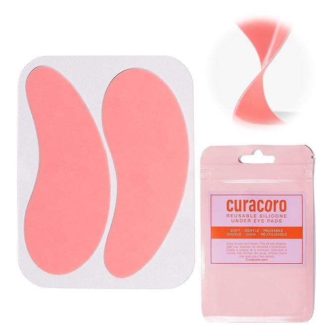 Curacoro Reusable Eye Pads, Silicone Under Eye Patches Lash Lift Cover Eyelash Extension | Soft Pads for Sensitive Skin during Eyelash Perm Lamination & Lash Extensions Remover (Pink, Style 3)