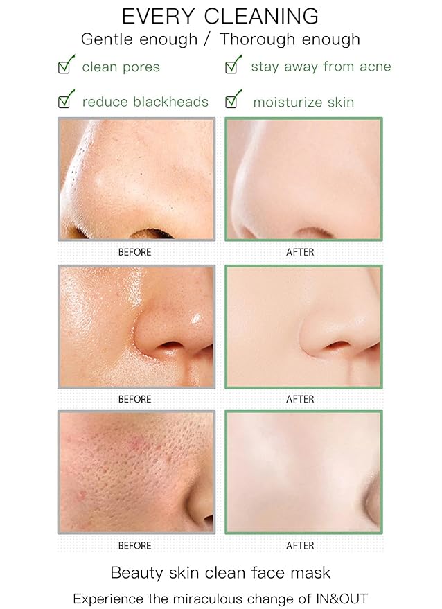 Wuxpp Green Tea Deep Cleanse Mask Stick Blackhead Remover with Green Tea Extract, Juxek Green Tea Purifying Clay Stick Mask Oil Control Cleansing Mask, Green Tea Face Mask Skincare Korean (1 Pc)