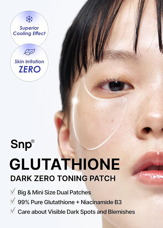 SNP [K Beauty Glutathione Dark Zero Toning Eye Patch | Nourishing Under Eye Patches for Blemishes and Dark Spots | Under Masks for Puffy Eyes and Dark Circles | Korean Skincare | 60 Patches
