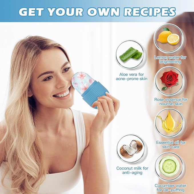 Facial Ice Roller & Gua Sha Massager - Ice Cube Mold, Eye & Face Beauty Tool