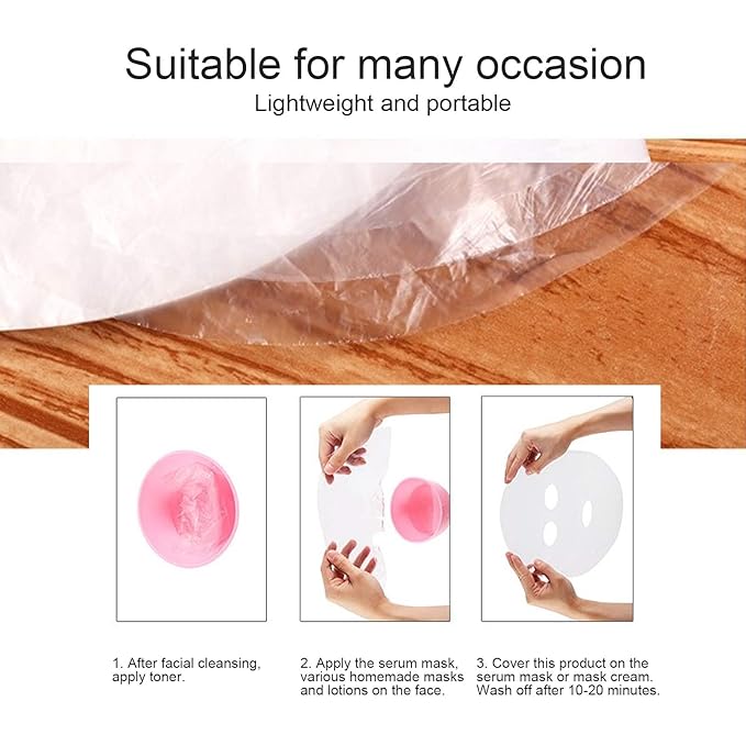 600pcs Plastic Facial Mask Preservative Film Disposable Plastic Film Facial Mask Paper DIY Beauty Skin Care Facial Mask Sheet Retention