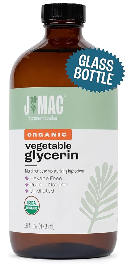 J MAC BOTANICALS, Organic Vegetable Glycerin (16 oz glass bottle)