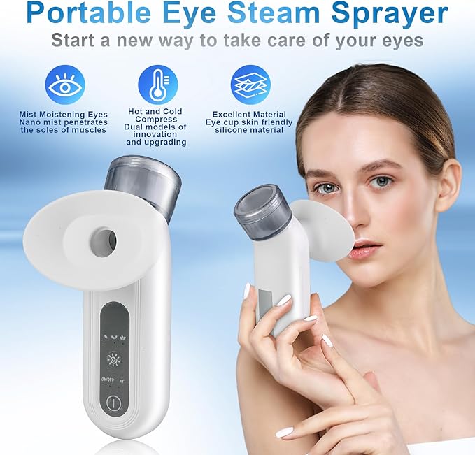 Eye Steamer for Dry Eye, Portable Eye Steam Sprayer, Heated Mist for Dry Eye Relief, Moisturizing Eye Treatment, Mini Soothing Steamer for Eye Care