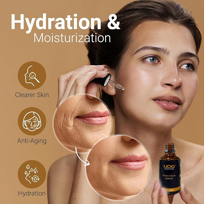 UOG Super Vitamin C Face Serum - Anti-Aging, Hydrating & Firming Formula, Lifts & Firms Face, Neck, Jawline, Reduces Dark Spots, Age Spots, Fine Lines, Wrinkles, Even Skin Tone.1 Fl Oz