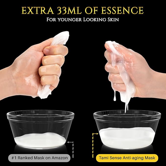 33ml Essence Best Moisturizing Face Mask For Korean Skincare - Sheet Masks with 33ml Serum Vitamin B Complex Rice Extract Collagen & Face Moisturizer for women men (5 Masks)