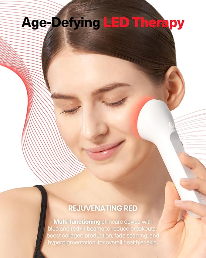 Rejuvenating Red Beauty Beam by CELLECT Red LED Handheld Infrared Therapy Facial Spa & Home Collagen Skincare Device for Wrinkles and Fine Lines