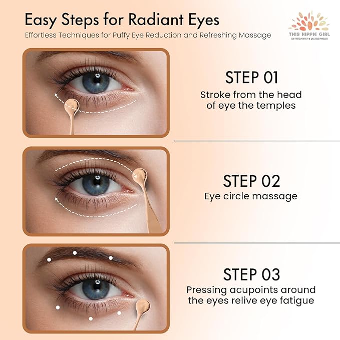 Rose Gold Eye Cream Applicator Tool for Puffy Eyes, Dark Circles, Eye Bags, Fine Lines | Under Eye Cream Massager Stick | Cooling Metal Eye Wand | Premium Zinc Alloy Skincare Tool for Eyes