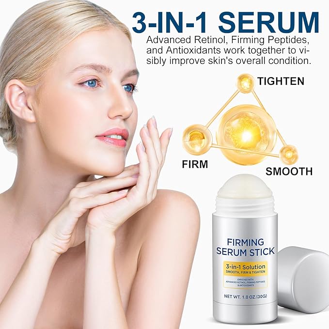 Advanced Retinol Firming Serum Stick, 3-In-1 Skincare Solution Smoothes, Firms & Lifts, Improves Necklines, Wrinkles & Crow'S Feet And Revitalises Dry Skin For Women Face & Neck