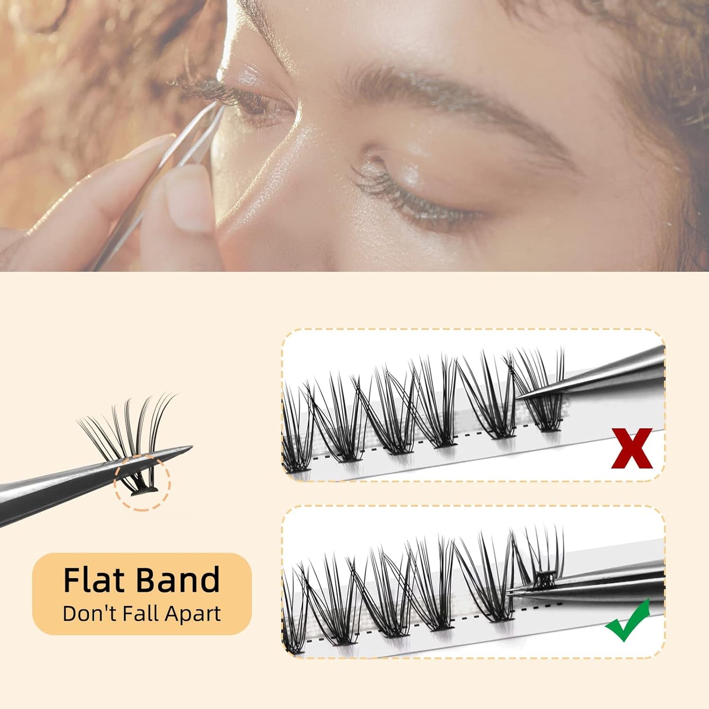 QUEWEL Cluster Lashes 240Pcs Individual Lashes 20D 0.07C Curl 13mm Knot-Free Lash Extensions Clusters Lashes Soft&Natural False Eyelashes Individual DIY Eyelash Extension at Home(20D 0.07C 13)