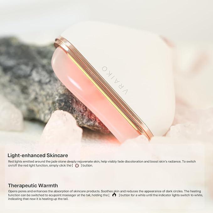 Aurora-X Handheld Gua Sha Device, White Jade Neck Face Massager with Thermal, Vibration and Acupressure Tail, for Face Sculpting Anti-Aging and Relaxation at Home