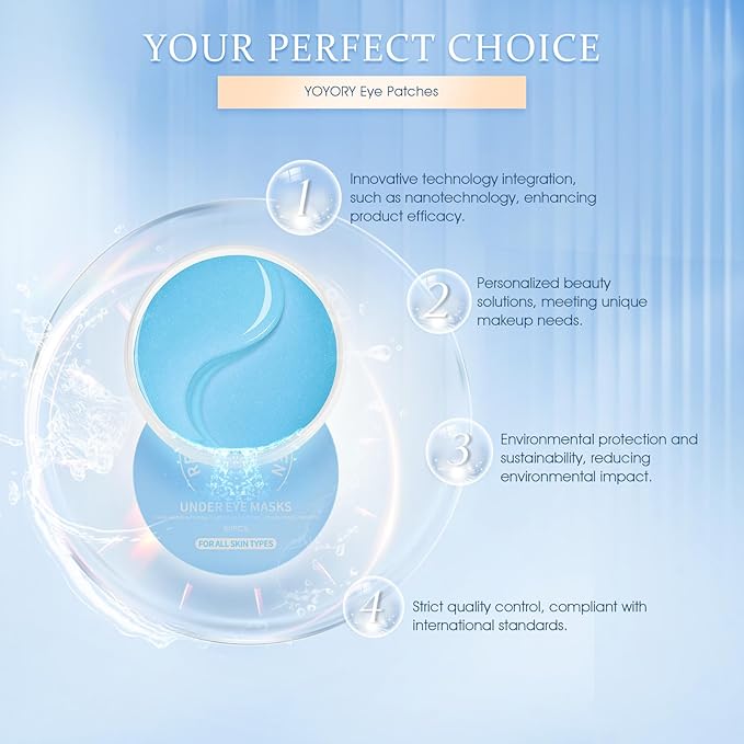 Hydrogel Under Eye Patches - Collagen & Hyaluronic Acid for Removing Eye bags, Puffiness, Dark Circles Smoothing Skin Care Treatment for Men/Women Morning/Night Routine (60 Pcs) Blue