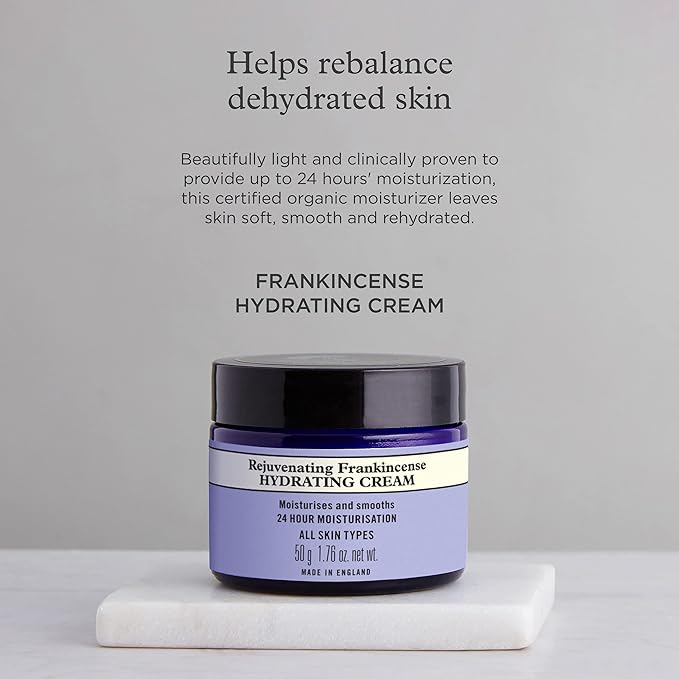 Neal's Yard Rejuvenating Frankincense Hydrating Cream with Hyaluronic Acid & Jojoba Oil, 24-Hour Moisturization, Smooths Skin, Cruelty-Free, 1.76 oz