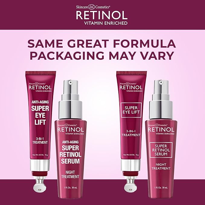 Retinol 6X Super Serum – Unique, Intensive Formula Accelerates Skin Renewal While You Sleep + Retinol Super Eye Lift - A luxurious 3-in-1 treatment fights the look of dark circles, wrinkles, and puffi