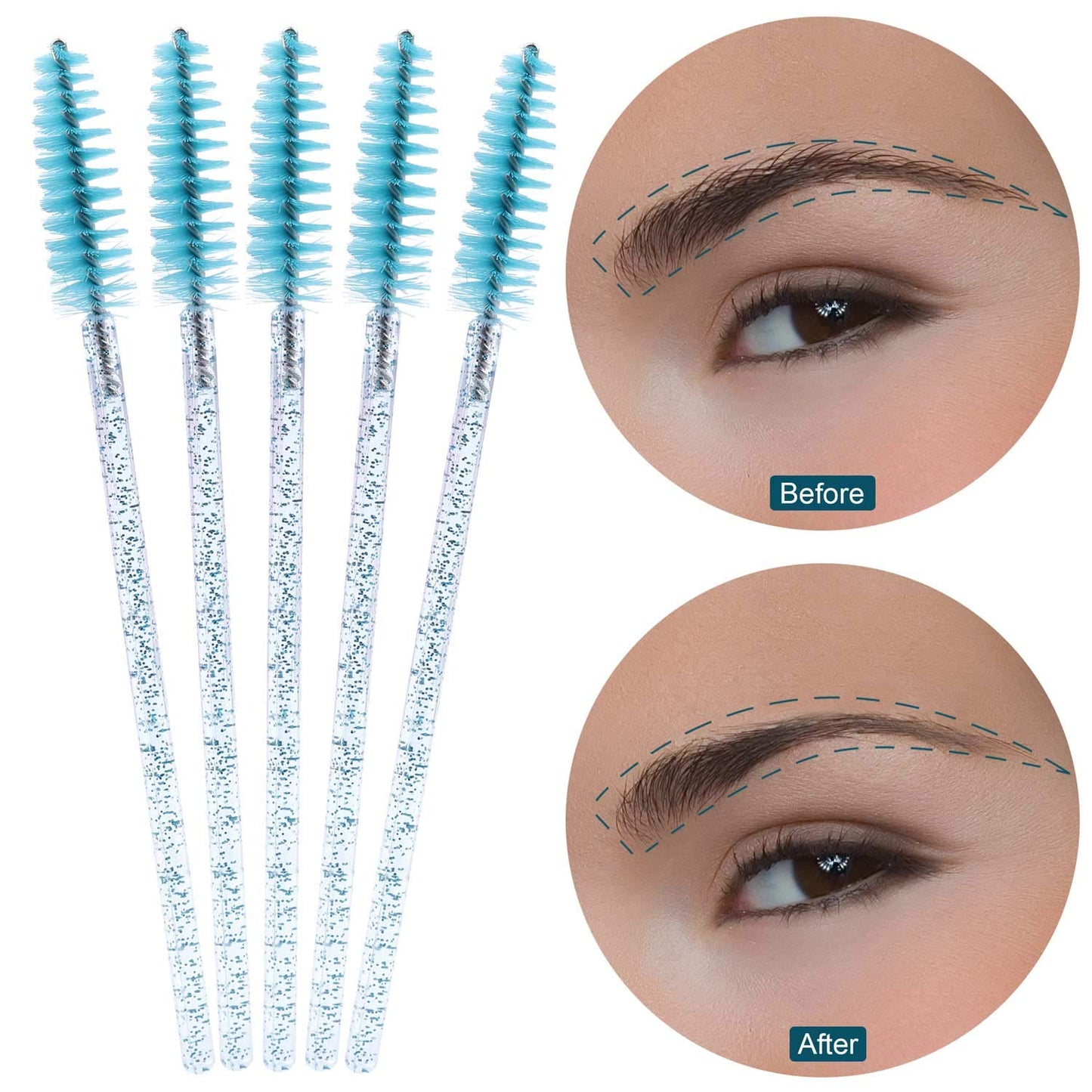 Tbestmax 1000 Disposable Mascara Wands Eyelash Brush Spoolies for Eyebrow Eye Lash Extension Blue