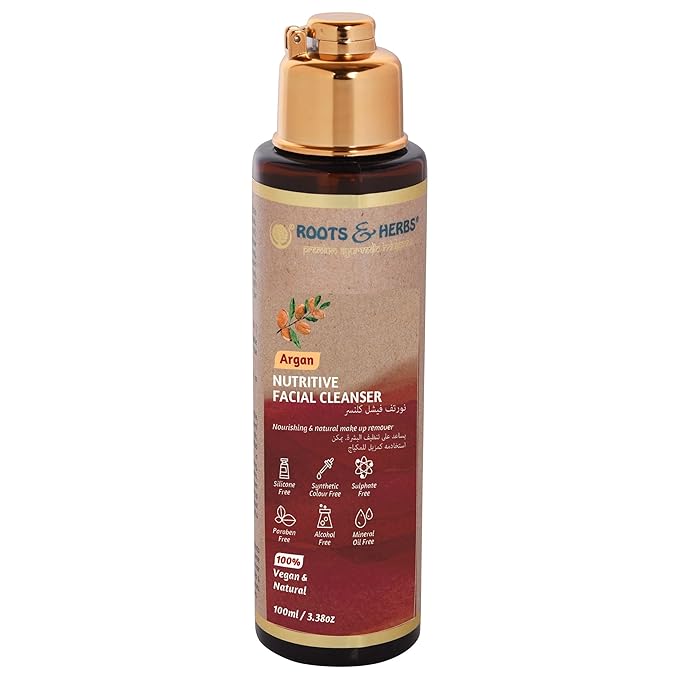ROOTS AND HERBS Ayurvedic 100% Vegan Nutritive Argan Facial Cleanser for Men and Women