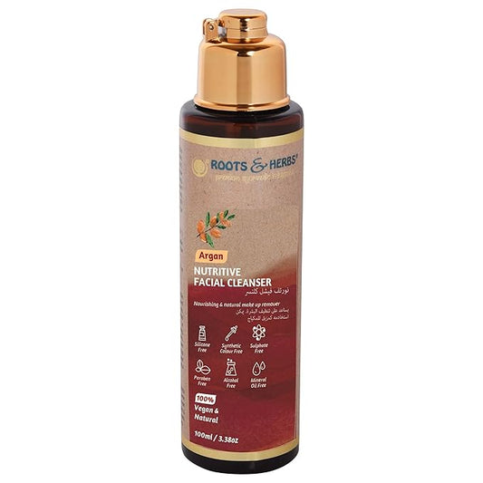 ROOTS AND HERBS Ayurvedic 100% Vegan Nutritive Argan Facial Cleanser for Men and Women