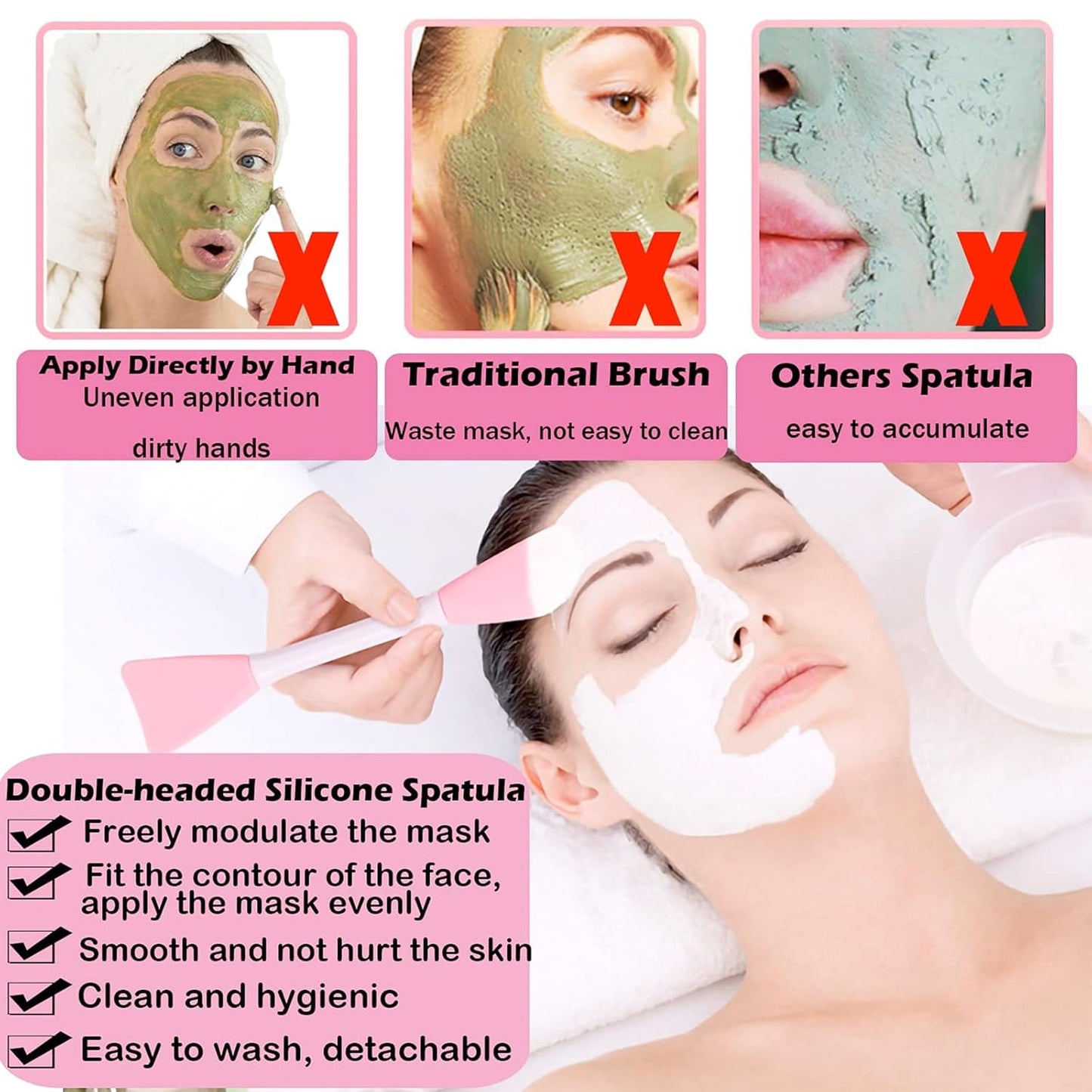 Silicone Face Mask Brush, Facial Mud Mask Applicator Brush Flexible for Applying Facial Mask,Sleeping Mask,Clay Mask,Body Lotion Mask Beauty Tools Makeup Brushes Applicator