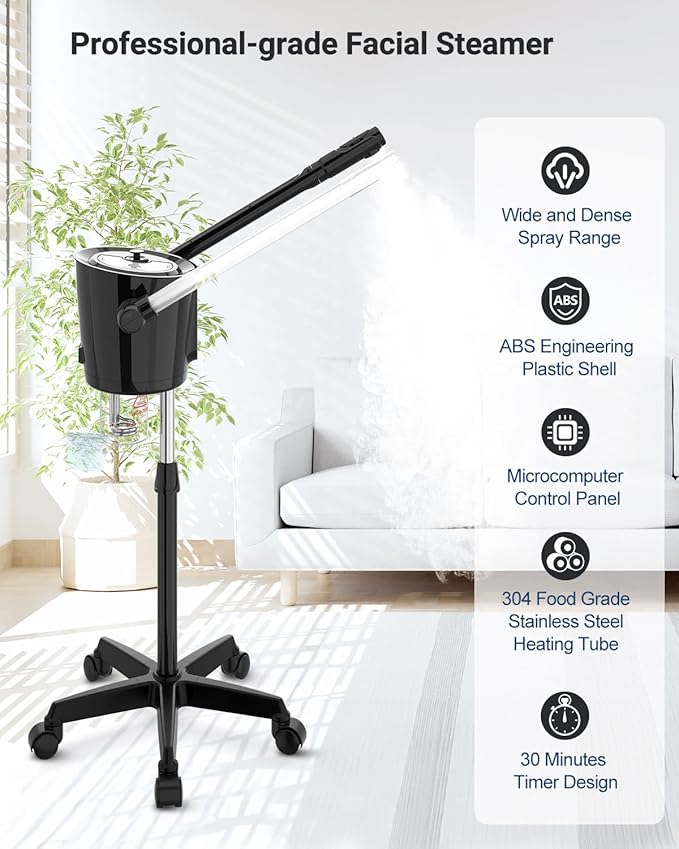 Kingsteam 2-in-1 Hot & Cold Facial Steamer with Ozone & Ionic Technology,Deep Cleansing & Moisturizing,30-Min Timer,Large Water Tank for Professional Estheticians, Beauty Salons & Home Use