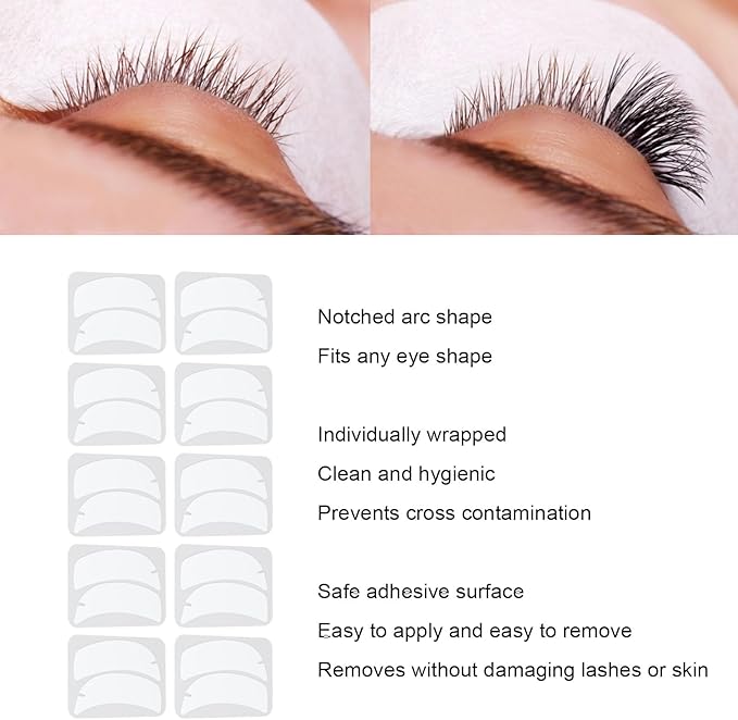 10 Pairs Reusable Silicone Under Eye Gel Pads for Eyelash Extensions, Flexible Notch Design Eyelash Extension Patches for Salons Individuals Schools (White)