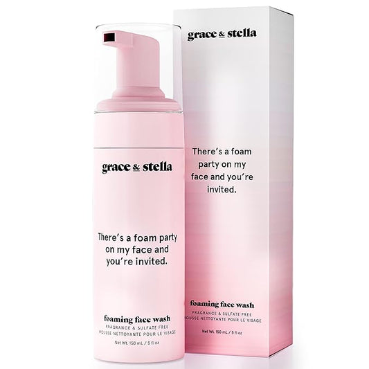 grace & stella Award Winning Foaming Facial Cleanser (150ml) - Sensitive Skin Face Wash - Vegan - Limpiador - Hydrating Cleanser - Face Wash Sensitive Skin - For Dry Skin