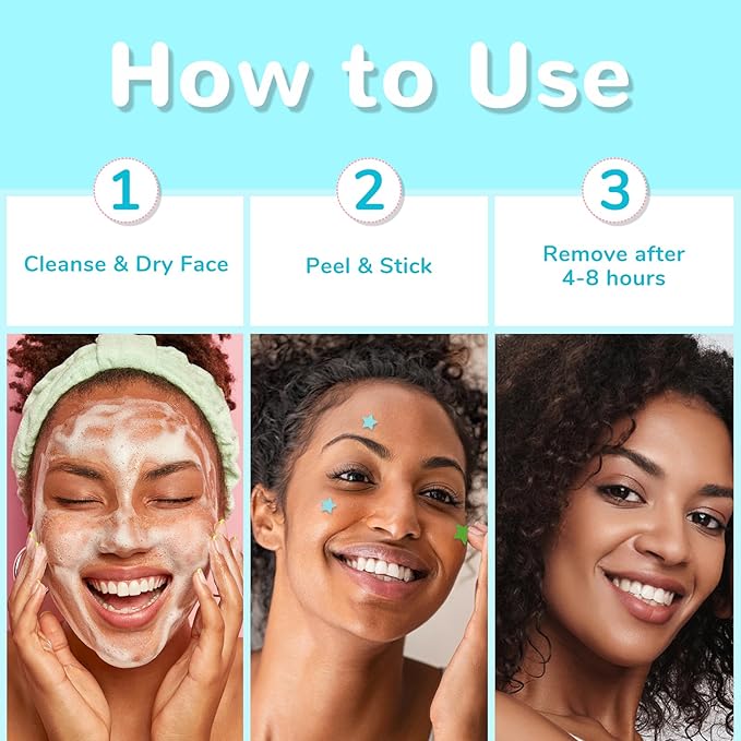 Star-Shaped Pimple Patch Hydrocolloid Acne Stickers with Tea Tree Oil + Salicylic Acid, Cover Dot for Acne Blemish, Pimples, Whiteheads, Zit, Draw out Oil & Impurities, 108 Dots, 12mm & 8mm