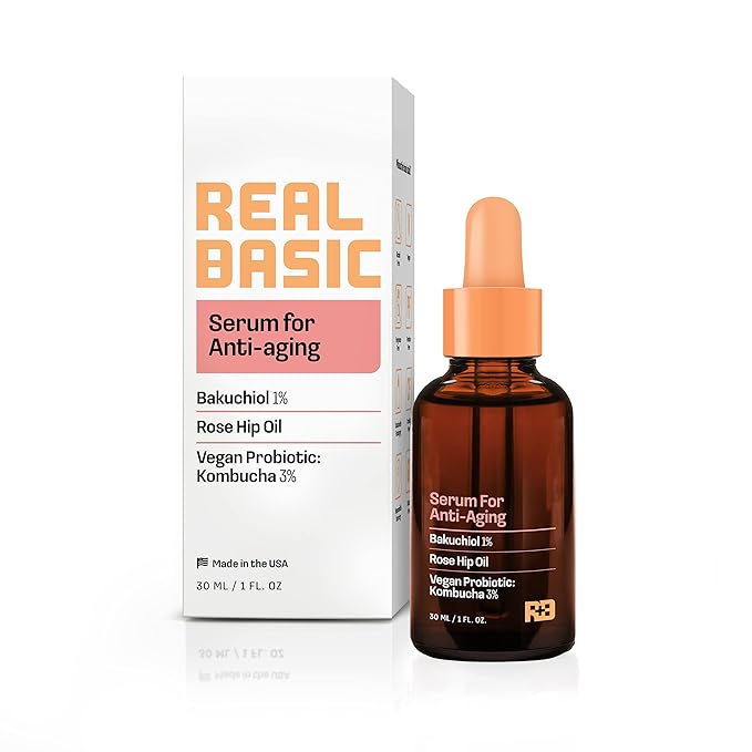 Serum for Anti-Aging with Bakuchiol, Rose Hip Oil and Vegan Probiotic Kombucha 1 oz. - Backuchiol Anti Aging Serum & Bakuchiol Skin Renewal Serum