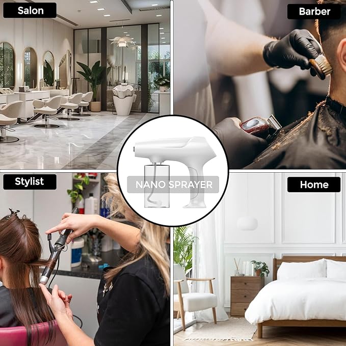 Barber Nano Spray，Cordless Portable Water Sprayer, USB-C Rechargeable for Barber, Salon, Home