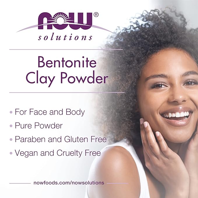 NOW Foods Solutions, Bentonite Clay Powder, Pure Powder for Face and Body, Great for Oily Problem Skin, 11-Ounce