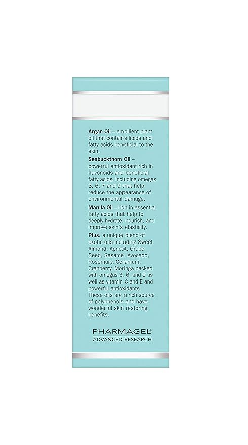 Pharmagel Nourish Facial Oil | Anti Aging Face Oil with 12 Exotic Oils including Avocado and Rosemary Seed | Dry Skin Relief | 1.0 fl. oz.