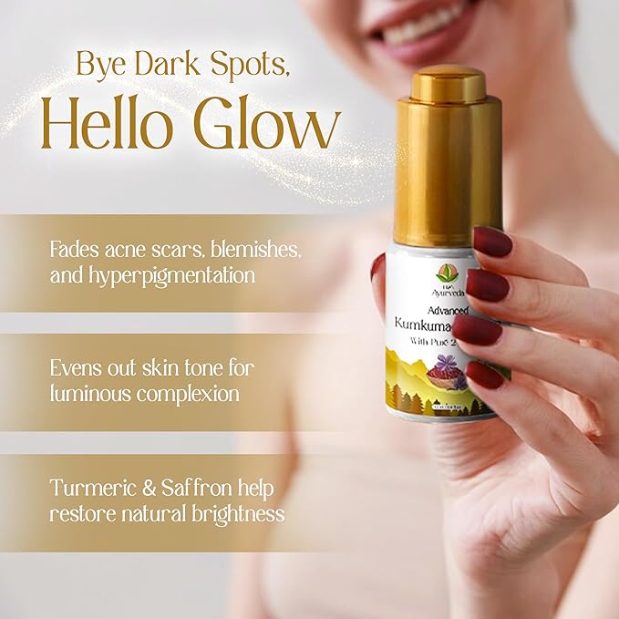 Kumkumadi Tailam 24K Gold Tailam | Organic Face Oil With 24K Pure Gold Flakes | Ayurvedic Face Oil for Healthy Skin, Dark Spots & Hydration | For Men & Women | 12ML (pack of 1)