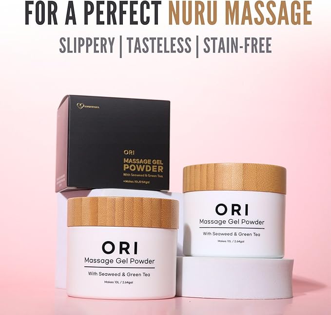 Japanese Nuru Massage Gel Powder 100g | Formulated with Natural Seaweed & Green Tea | Made in Japan | Paraben, & Glycerine Free | Fragrance-Free | Makes 2.64 gal/ 10L | Vegan | Ori