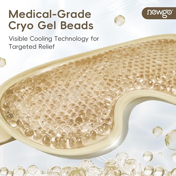 NEWGO Cooling Eye Mask for Puffy Eyes, Cold Eye Mask Eye Ice Pack for After Eyes Surgery, Tension Stress Relief, Itchy Eyes, Headaches, Dark Circles - Champane