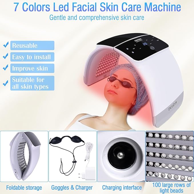 7 Color with LED Face for Facial Problems of SPA Facial Body Skin Care Beauty Salon Device-White (L)