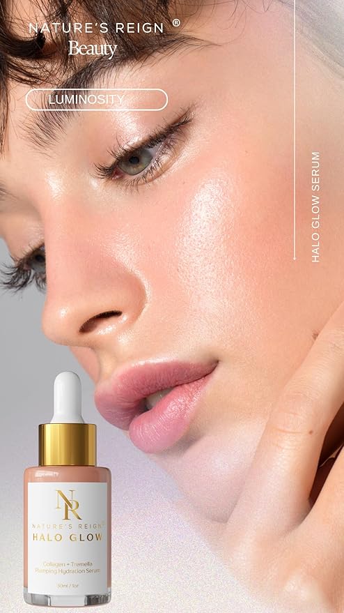Nature's Reign Halo Glow Serum | Non-Oily Illuminating Serum with Rose Water & Snow Mushroom Extract | Natural Ingredients that Feed & Support Skin Barrier | Luxury Korean Clean Beauty 1 fl oz