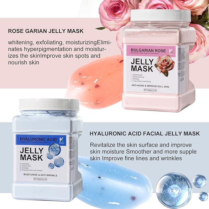 Hyaluronic Jelly Masks For Facials Professional, Hyaluronic Acid Masks Powder For Facial Mask, Hydrojelly Jelly Gel Face Mask For Peel Off, Hydrating Mask for Face Skin Care Of Home Spa, Blue