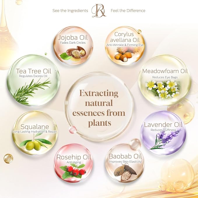 Decoder Firming and Rejuvenating Beauty Eye Serum Oil, Eye Skin Care Essence Oil, Under Eye Cream - Jojoba Oil, Squalane, Shea Butter, Baobab Oil, Hazelnut Oil -Nourishing Fine Lines and Youthful Skin