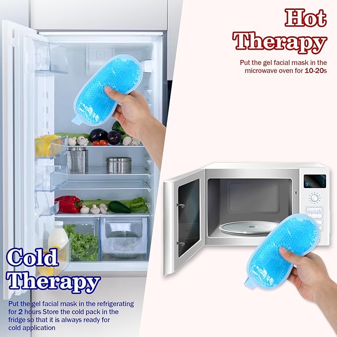 2 Pcs Cooling Eye Mask Sleeping Eyes Cooling Pads Cold Hot Gel Bead Mask Reusable Eye Ice Pack with Plush Backing Silky Gel Compress Eyemask for Dry Eyes Bags Dark Circles Post Convenient Storage