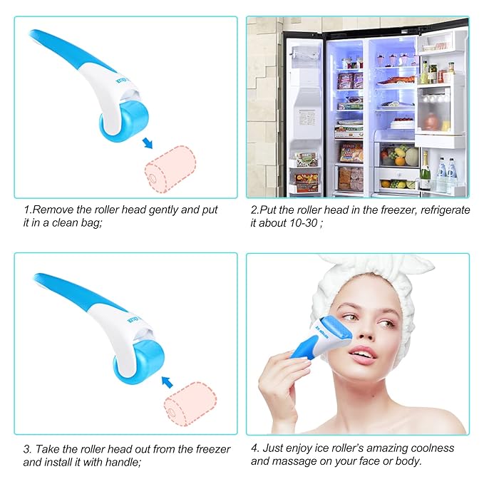 Ice Rollers, 2 Packs Self Care Tools for Reduces Puffiness, Migraine Pain Relief and Energizes Skin, Ideal Gift for Women and Suit for All Skin Types(Blue+Pink)