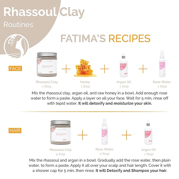 Fatima's Garden Rhassoul Clay with Argan & Eucalyptus - Detox & Soften, 1Kg