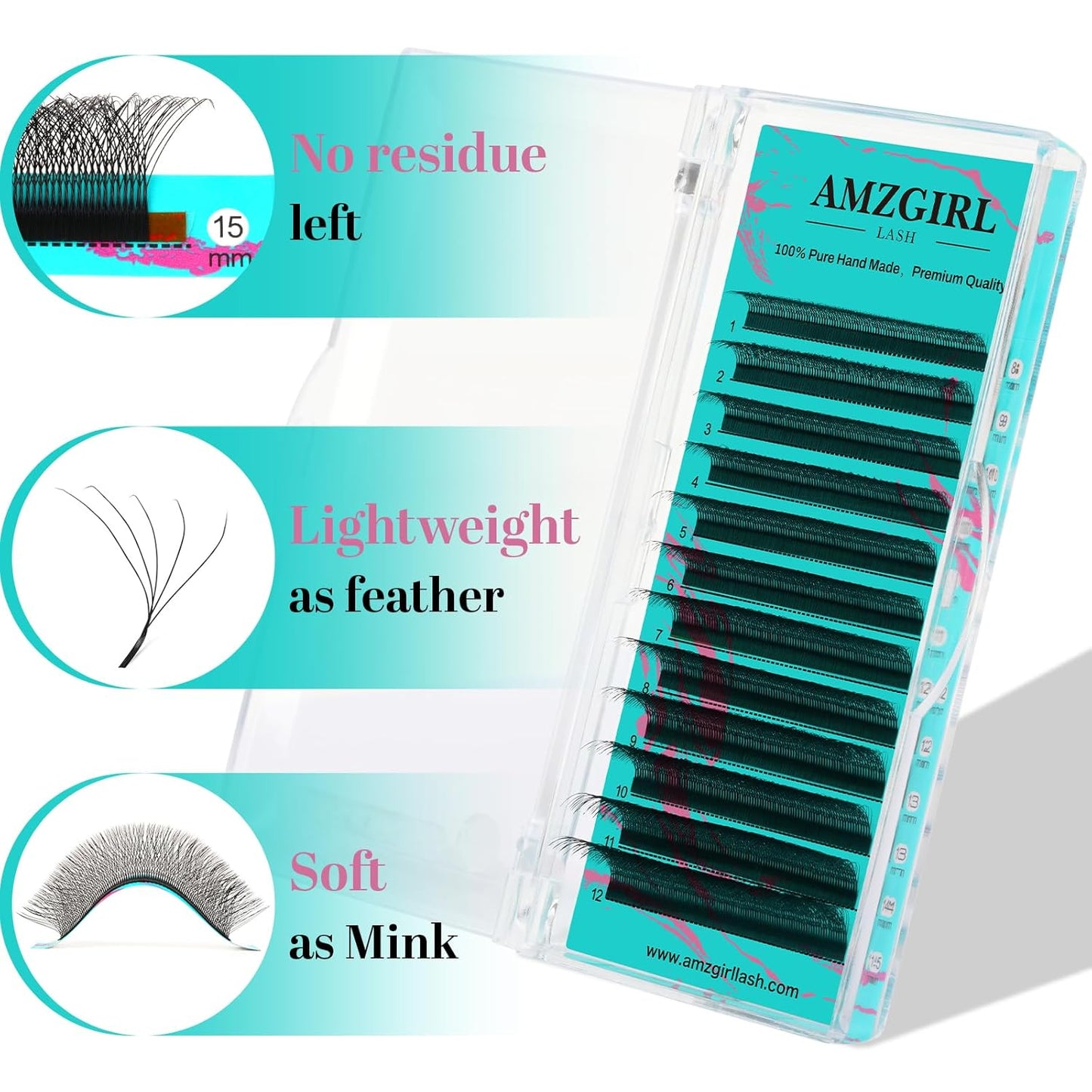 Eyelash Extensions 5DW D Curl,Lash Extensions Mixed Tray Supplies Individual Lashes Premium Classic Lash Soft Matte Dark Professional Eyelashes Extension(8-15mm)