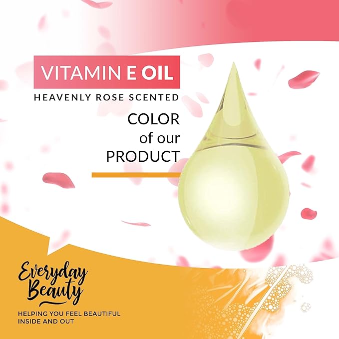 Organic Vitamin E Oil - Heavenly Rose Scented USDA Certified 100% All Natural Plant Based 2oz - Lightweight & Great for Scars After Surgery - For Face, Skin and Nails - Reduce Wrinkles, Anti Aging
