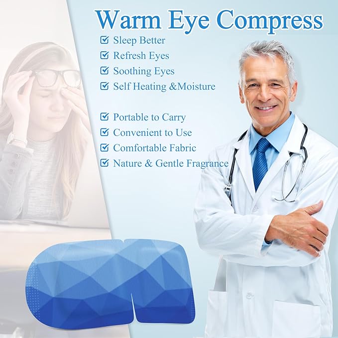 32 Packs Steam Eye Mask, Heated Eye Mask for Sleeping, Warm Compress for Eyes, Self Heating Disposal Eye Mask Comfortable Sleep Mask for Home, Office, Spa, Travel Essentials (Unscented)