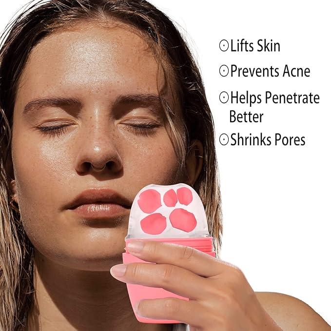 2Pack Ice Face Roller, Silicone Ice Roller for Face to Tighten and Lift Skin, Ice Mold for Face & Eye Puffiness Relief, Reusable Facial Mold for Neck Natural Glow, Skin Care for Women Beauty