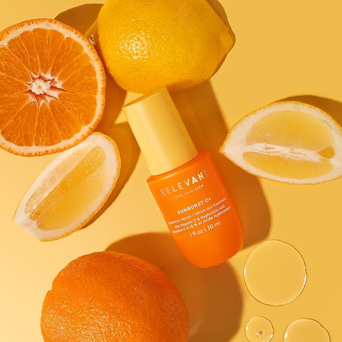 RELEVANT Sunburst C+ Vitamin C Serum for Face - Skin Brightening Face Serum with Vitamin C, Vitamin E Oil, Jojoba Oil & More - Skin Care Serum for Dark Spots, Even Skin Tone, Fine Lines & Wrinkles