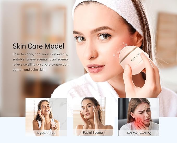 OPENDGO Facial Ice Roller 360° Rotating Massager Roller Ball Cooling Face Ice Roller for Reduce Puffiness and Relief Migraine, Pain,Ice Face Eye Massage Roller, Skin Care Tools