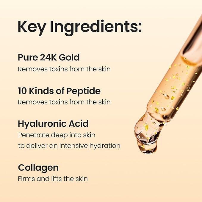 SURMEDIC 24K Gold Repair Ampoule, 99.9% Pure Gold Serum for Face, Hyaluronic Acid, Collagen Nourishing Moisturizer for Firming, Uneven Skintone, Korean Skin Care 100ml / 3.38 oz
