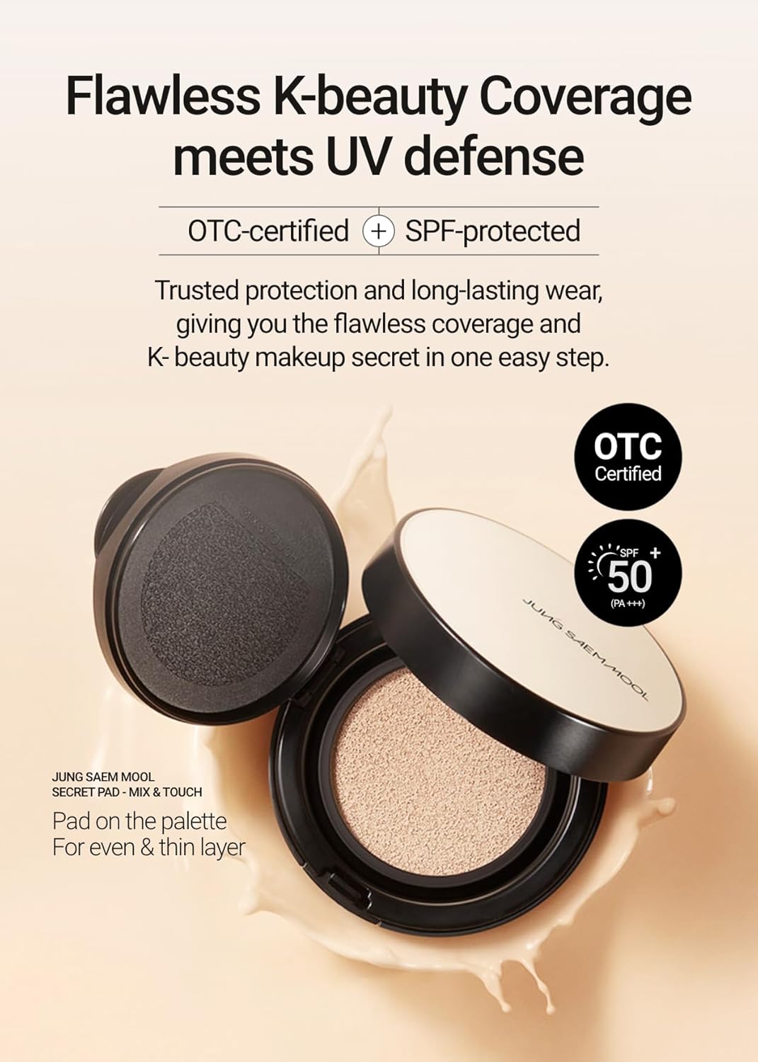 [JUNGSAEMMOOL OFFICIAL] Essential Skin Nuder Cushion (07 Medium) | Refill Included | Natural Finish | SPF50 Broad Spectrum | Makeup Artist Brand