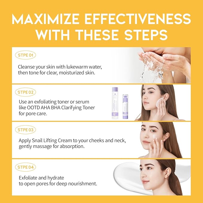 Snail Mucin Moisturizer Cream For Face, Lifting & Deep Hydrating Ceam For Face And Neck, Anti Aging, Smoothing, Korean Skincare For Glass Skin (3.38 Fl Oz)